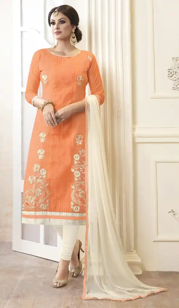 Peach Color Modal Cotton Embroidery Office Wear Formal Salwar Kameez - 403548748