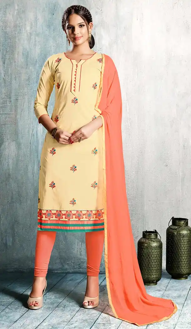 Beige Color Cotton Embroidery Office Wear Formal Salwar Kameez - 403548751