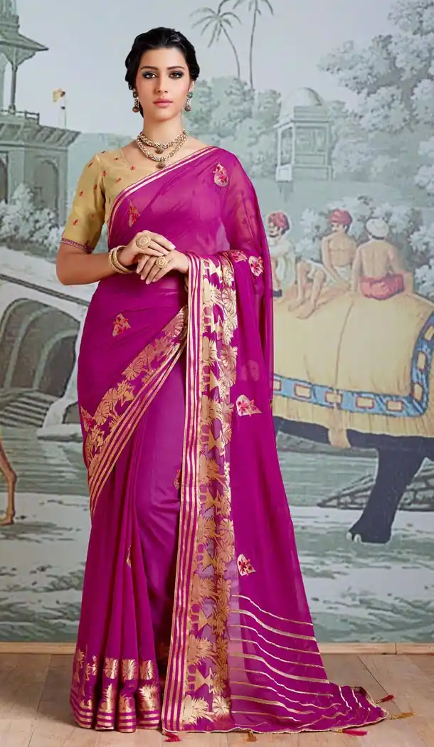 Purple Color Pure Viscose Casual Wear Indian Saree Blouse For Women - 403348706