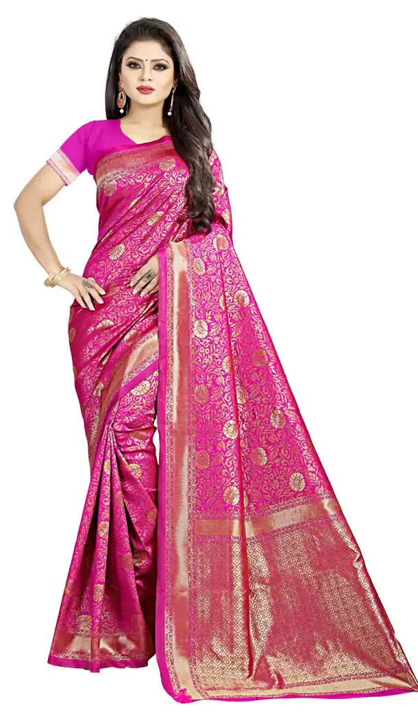 Pink Color Jacquard cotton Office Wear Casual Indian Saree Blouse For Women -404048791
