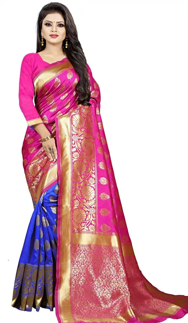 Pink Color Jacquard Cotton Office Wear Casual Indian Saree Blouse For Women -404048796