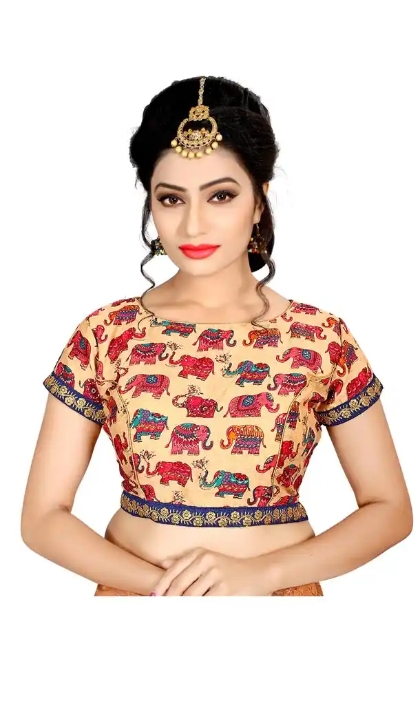 Yellow Color Pure Cotton Kalamkari Foil Print Designer Readymade Blouse - 404348808