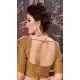 Golden Color Brocade Party Wear Short Sleeve Readymade Blouse - 3533098