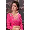 Pink Color Brocade Party Wear 3/4 Sleeve Readymade Blouse - 3533099