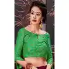 Green Color Brocade Party Wear 3/4 Sleeve Readymade Blouse - 3533101