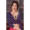 Blue Color Brocade Party Wear 3/4 Sleeve Readymade Blouse - 3533102