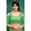 Green Color Brocade Party Wear 3/4 Sleeve Readymade Blouse - 3533103