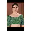 Designer Green Color Two Ton Silk Neck Readymade Blouse - 3553111