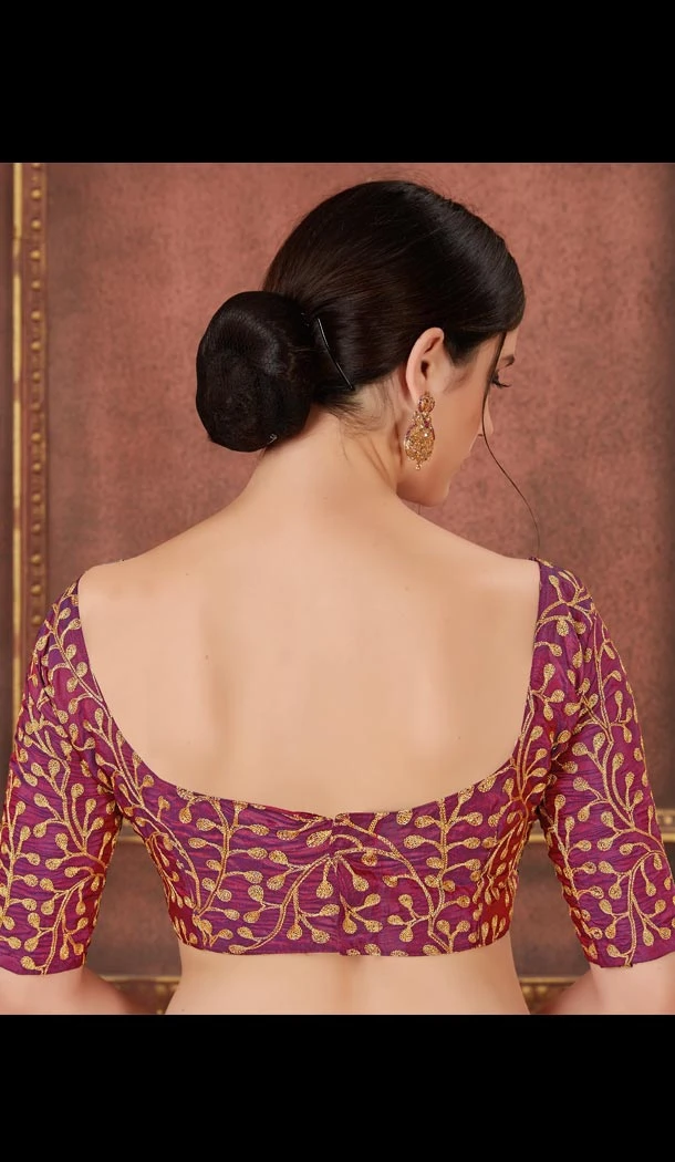 Designer Maroon Color Two Ton Silk Neck Readymade Blouse - 3553113