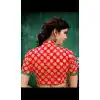 Designer Red Color Two Ton Silk Neck Readymade Blouse - 3553119