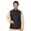 Black Color Cotton Satin Party Wear Men Readymade Waistcoat - 395347702