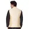 Golden Color Cotton Satin Party Wear Men Readymade Waistcoat - 395347703