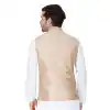 Beige Color Cotton Satin Party Wear Men Readymade Waistcoat - 395347705