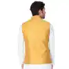 Yellow Color Cotton Satin Party Wear Men Readymade Waistcoat - 395347707