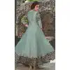 Aqua Grey Color Organza and Satin Designer Readymade Gown for Women - 404948899