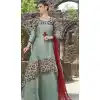 Aqua Grey Color Organza and Satin Designer Readymade Gown for Women - 404948899