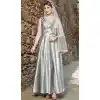 Silver Color Satin Designer Readymade Gown for Women