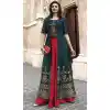 TV Actress Prachi Desai Prussian Blue Color Jacquard Silk Ready Made Kurtis - 59408802