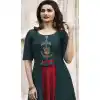 TV Actress Prachi Desai Prussian Blue Color Jacquard Silk Ready Made Kurtis - 59408802