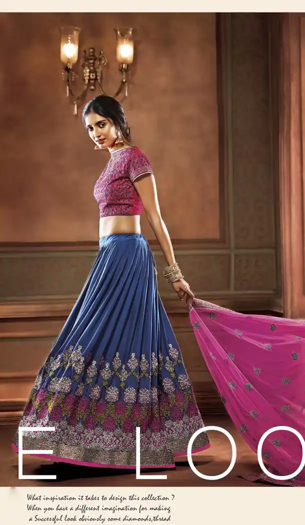 Blue Color Art Silk Designer Wedding Lehenga Choli For Women - 59418814
