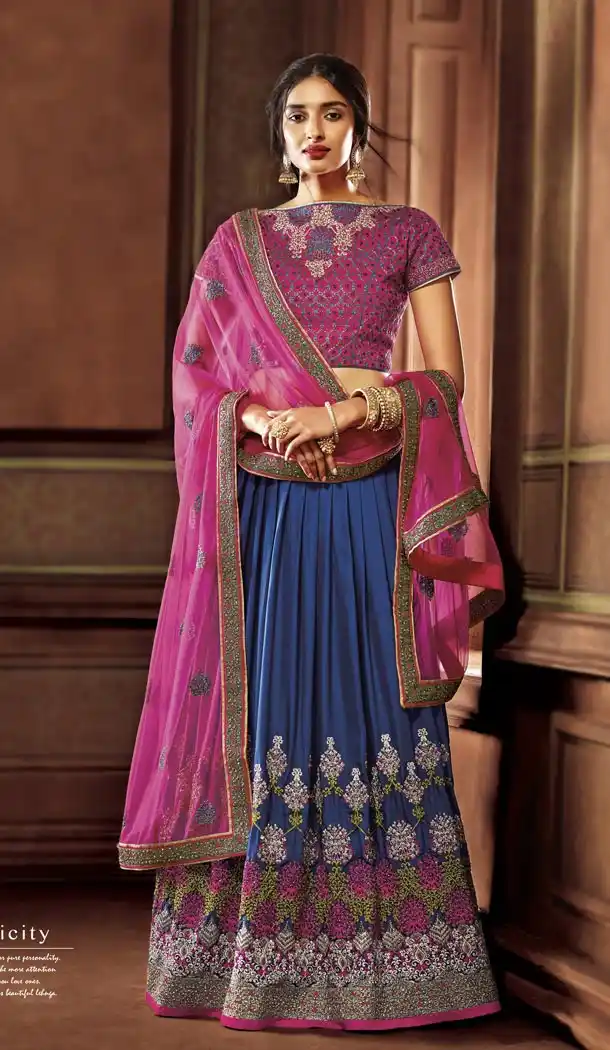 Blue Color Art Silk Designer Wedding Lehenga Choli For Women - 59418814