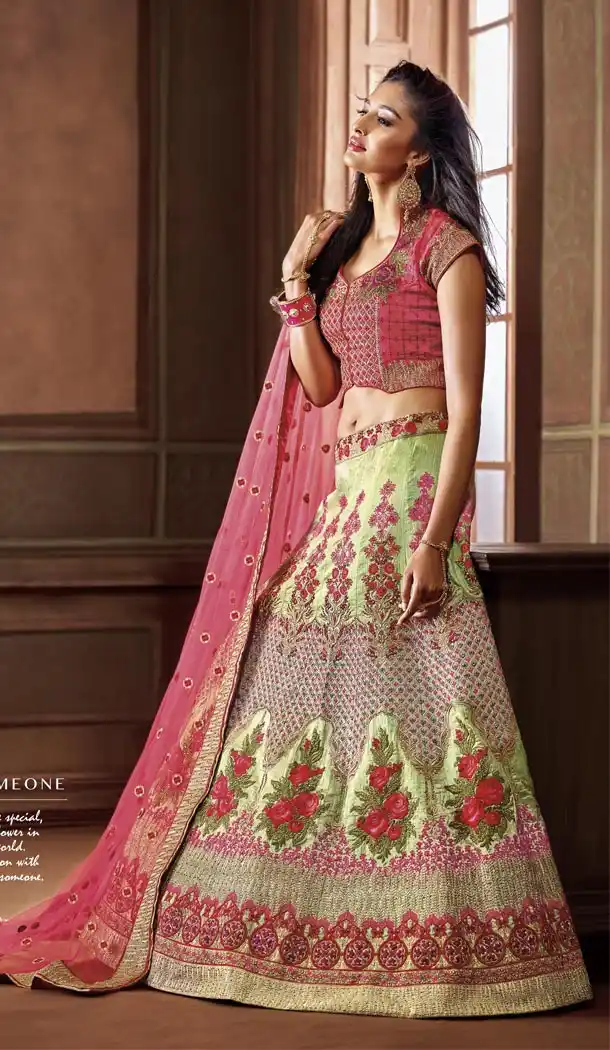 Light Green Color Art Silk Designer Wedding Lehenga Choli For Women - 59418815