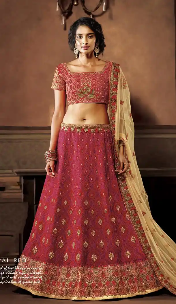 Dark Pink Color Art Silk Designer Wedding Lehenga Choli For Women - 59418816