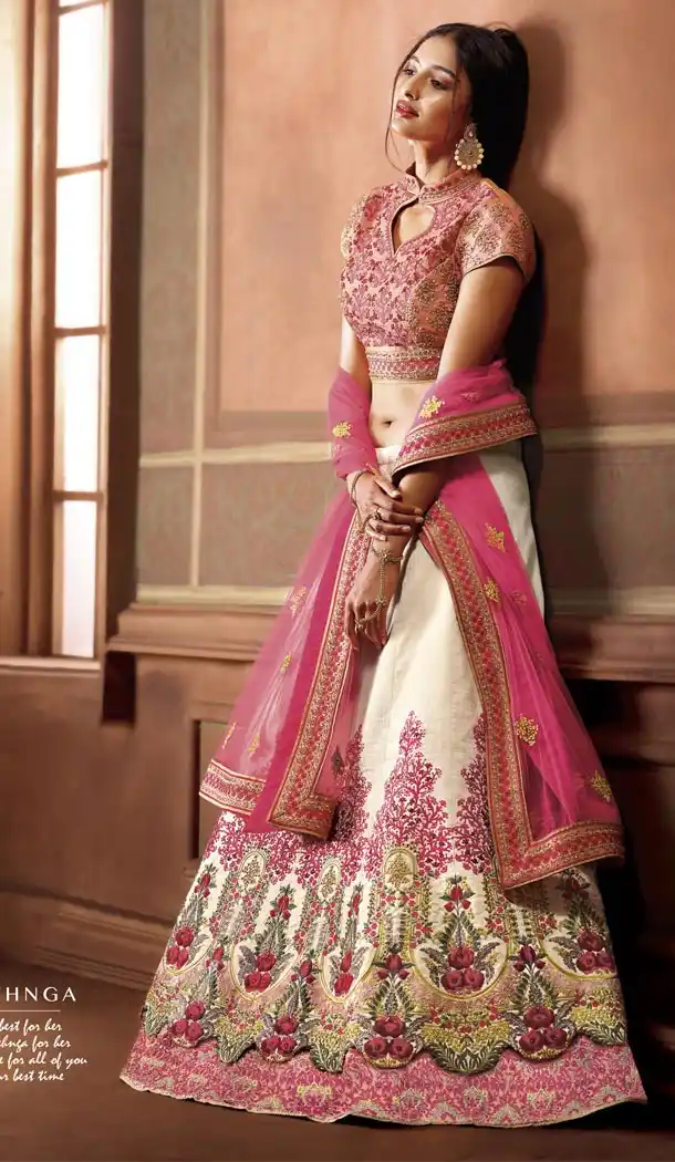 White Color Art Silk Designer Wedding Lehenga Choli For Women - 59418817