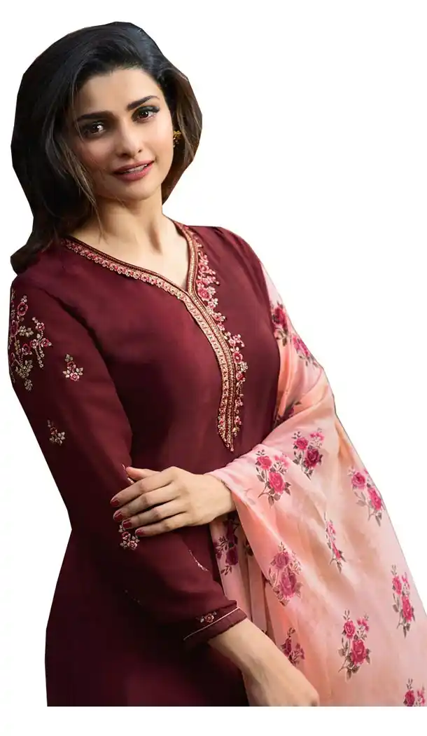 Bollywood Tv Star Prachi Desai in Maroon Color Crepe Salwar Kameez - 59428819