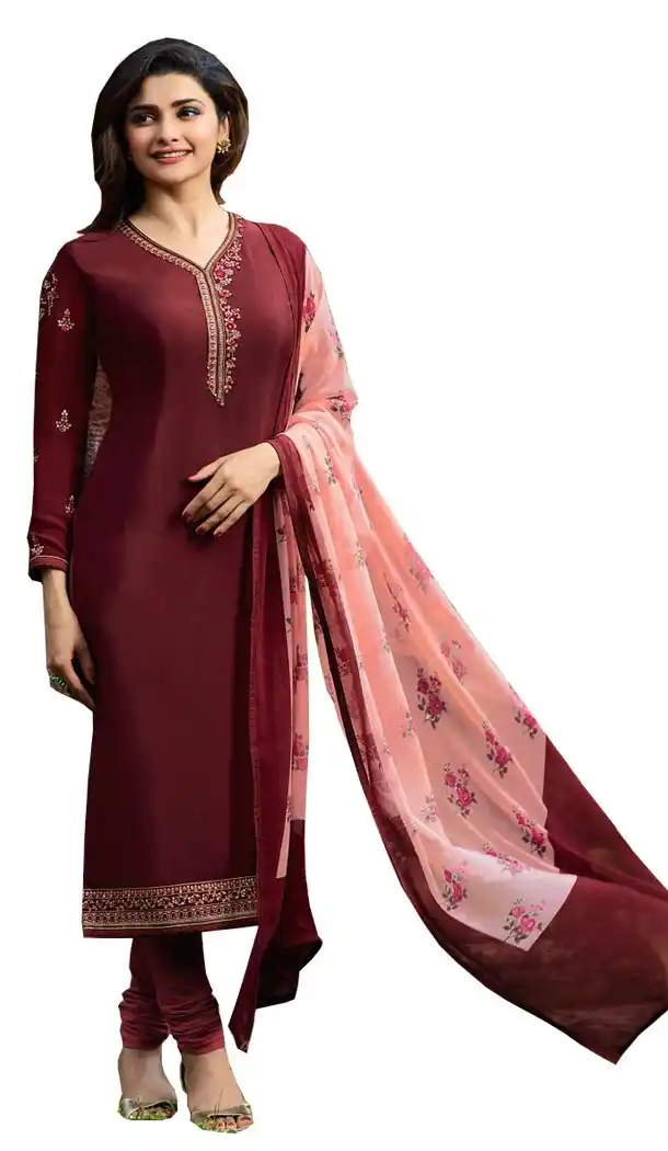 Bollywood Tv Star Prachi Desai in Maroon Color Crepe Salwar Kameez - 59428819