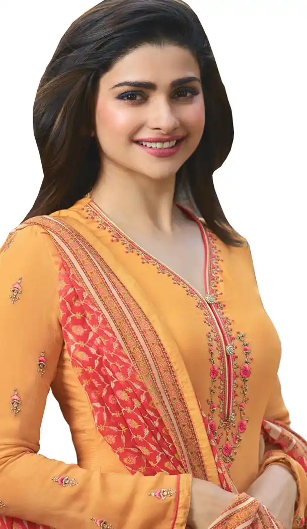 Bollywood Tv Star Prachi Desai in Yellow Color Crepe Salwar Kameez - 59428820