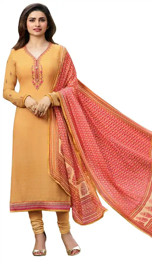 Bollywood Tv Star Prachi Desai in Yellow Color Crepe Salwar Kameez - 59428820