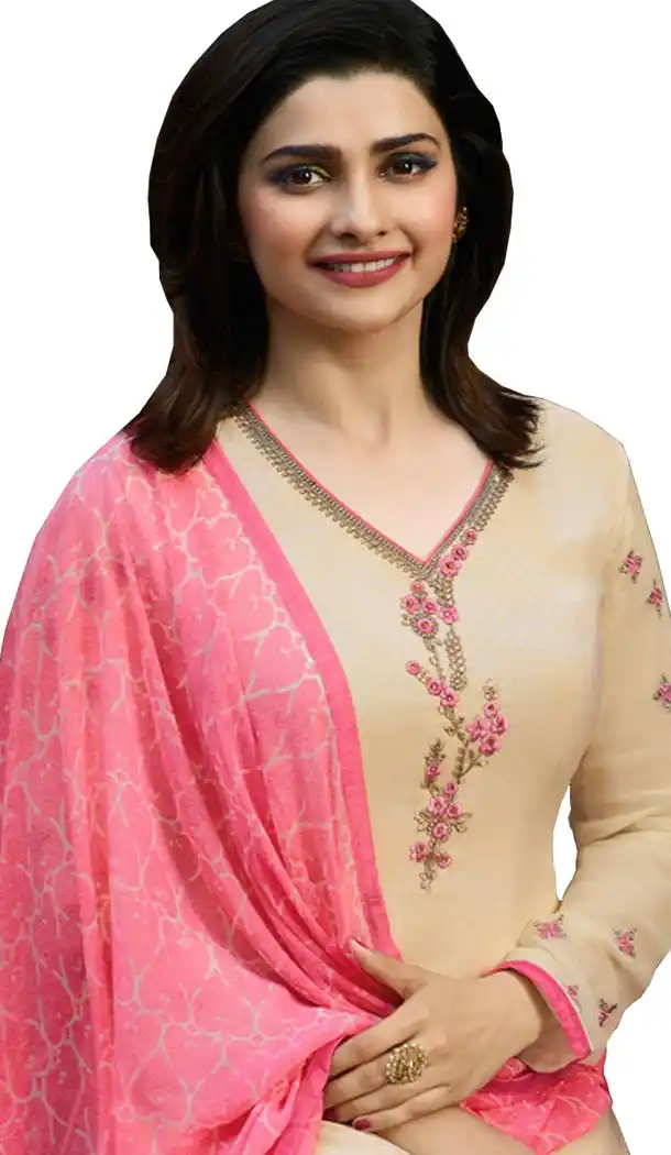 Bollywood Tv Star Prachi Desai in Cream Color Crepe Salwar Kameez - 59428824