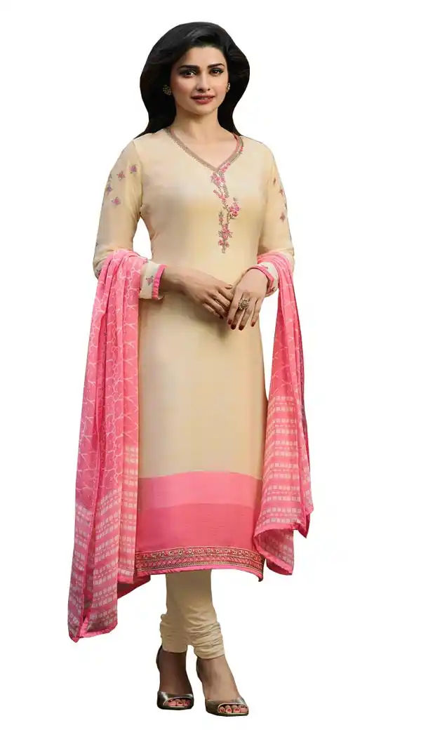 Bollywood Tv Star Prachi Desai in Cream Color Crepe Salwar Kameez - 59428824