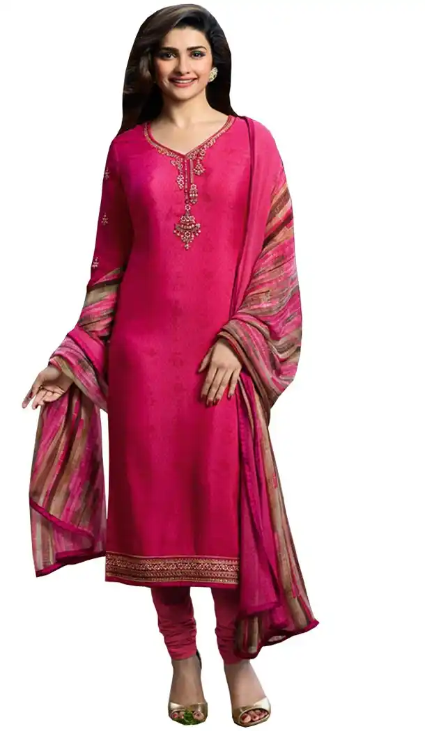 Bollywood Tv Star Prachi Desai in Dark Pink Color Crepe Salwar Kameez - 59428825