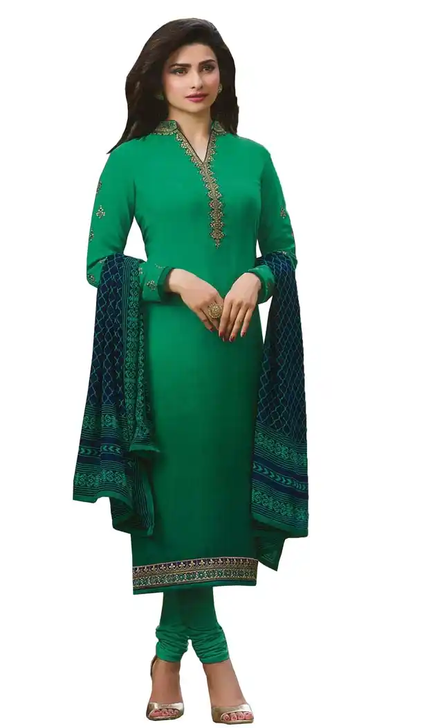 Bollywood Tv Star Prachi Desai in Sea Green Color Crepe Salwar Kameez - 59428826