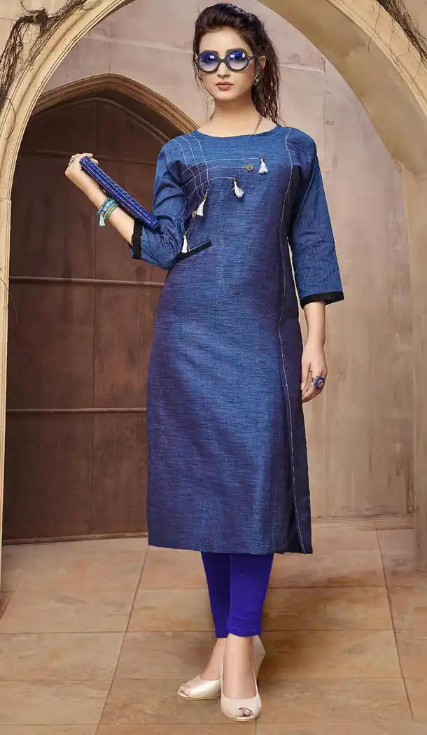 Fancy Blue Color Khadi Cotton Party Wear Readymade Kurta - 401448454