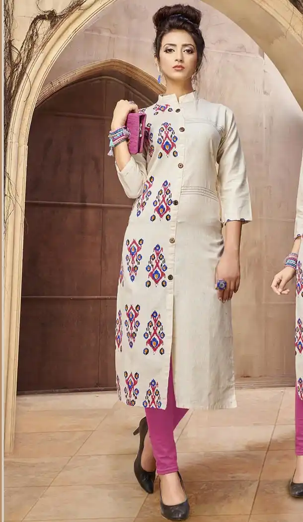 Classy Multi Color Khadi Cotton Party Wear Readymade Kurta - 401448457