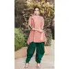 Peach Color Leno Plain Readymade Designer Indo Western Dhoti Suit Online - 403648767