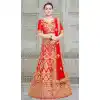 Ethnic Red Color Satin Embroidery Designer Girls Lehenga Choli - 403748770