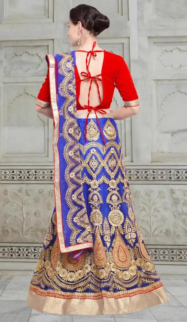 Exquisite Blue Color Net Embroidery Designer Girls Lehenga Choli - 403748774
