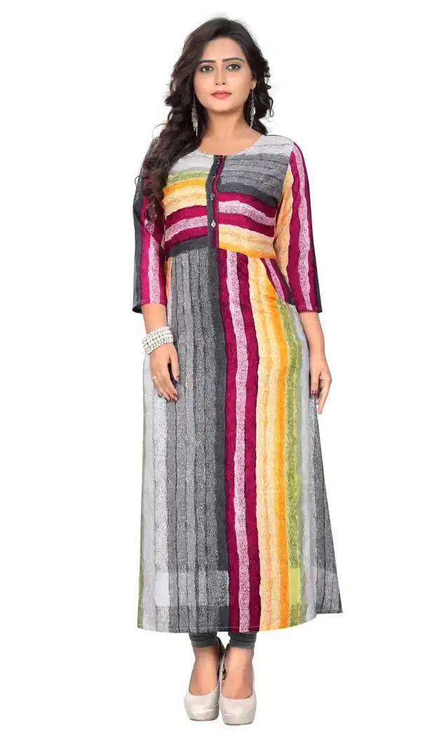 Magnificent Multi Color Rayon Party Wear Readymade Kurti - 394447562