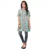Sky Blue Color Cotton Party Wear Readymade Short Kurti - 394447564