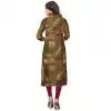 Red and Green Color Rayon Party Wear Readymade Long Kurti - 394447566