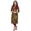 Red and Green Color Rayon Party Wear Readymade Long Kurti - 394447566
