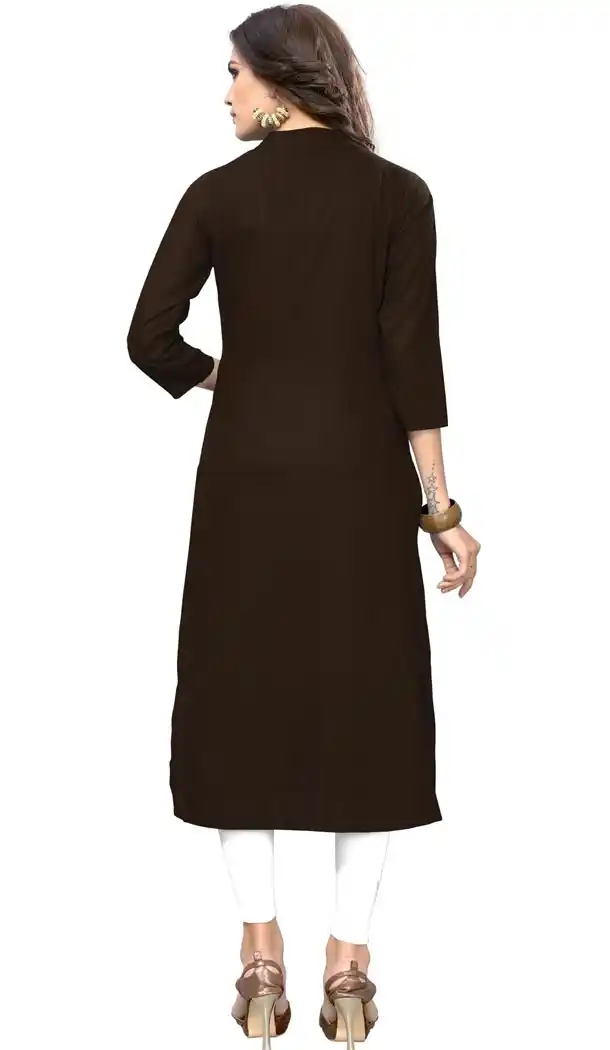 Ravishing Brown Color Rayon Party Wear Readymade Kurti - 394447568