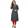 Dark Blue Color Rayon Party Wear Readymade Kurti - 394447570