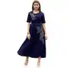 Navy Blue Color Rayon Party Wear Readymade Long Kurti - 394447571
