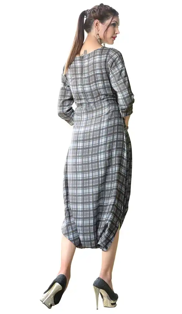Classy Grey Color Rayon Party Wear Readymade Long Kurti - 394447575