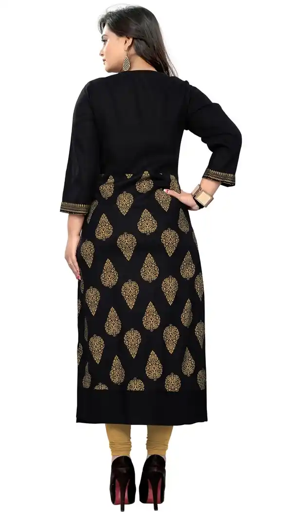 Aesthetic Black Color Rayon Party Wear Readymade Short Kurti - 394447578